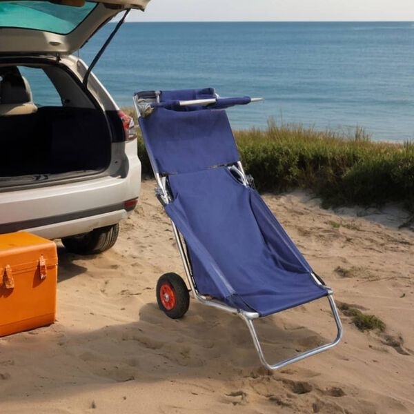 Strandtrolley Inklapbaar Blauw - VidaXL - 35% Korting!