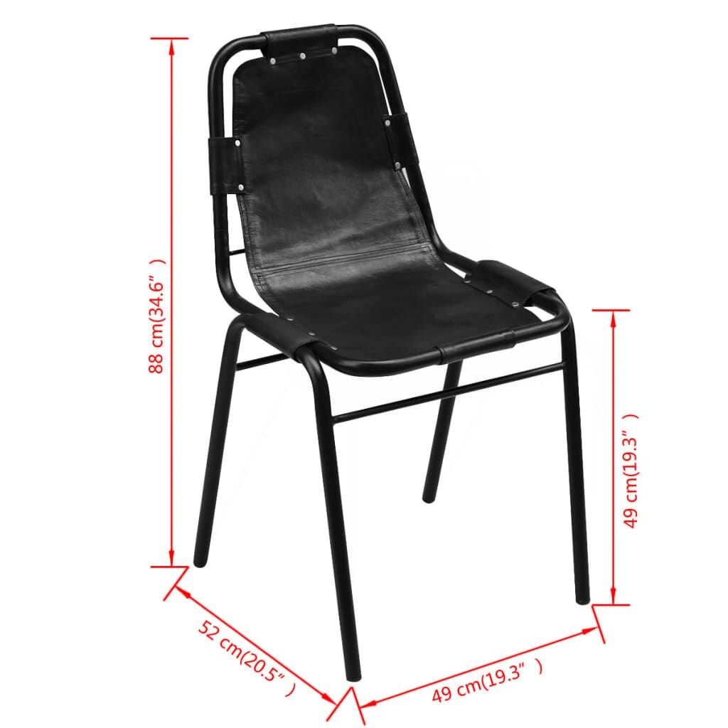 Eetkamerstoelen Leer (4 st) Zwart - 35% Korting!