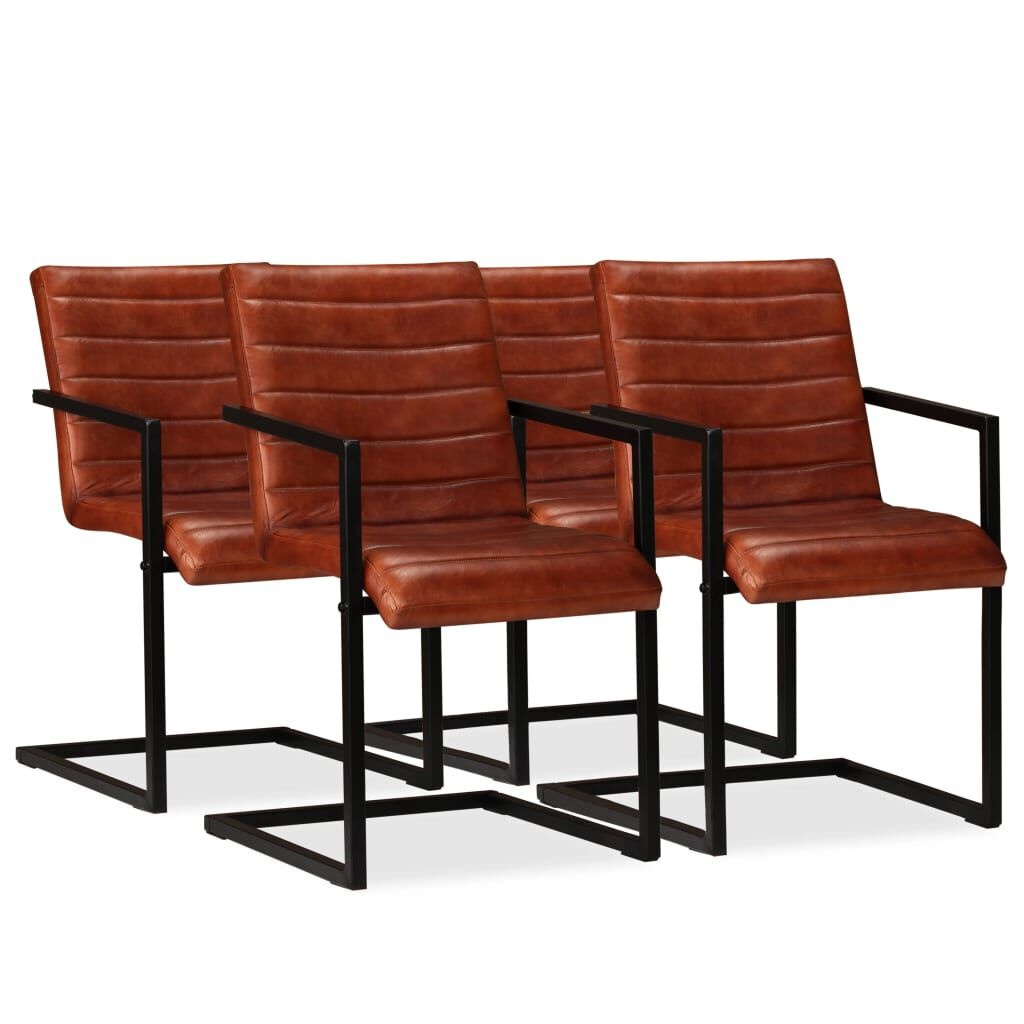 VidaXL Eetkamerstoelen (4 st) Echt Leer Bruin - Zonder Handleiding