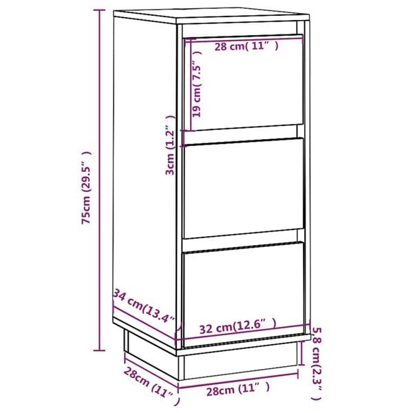 VidaXL Dressoir Grenenhout 32x34x75cm - 35% Korting!