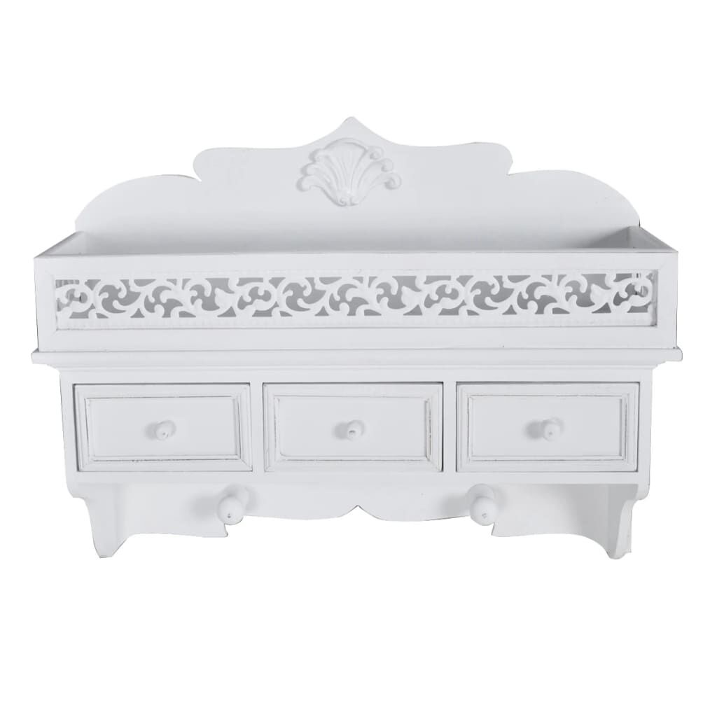 Wandschap met Lades & Kapstok - Wit - 35% Korting!