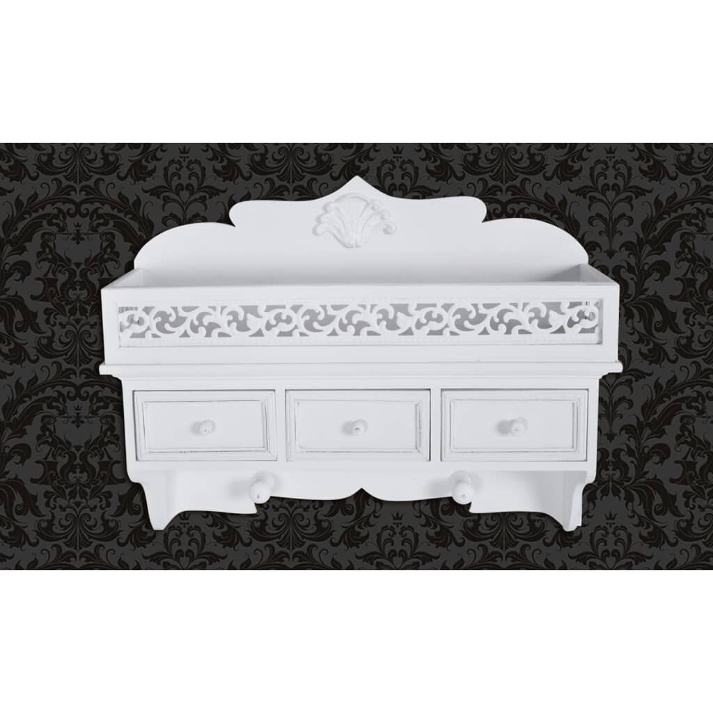 Wandschap met Lades & Kapstok - Wit - 35% Korting!