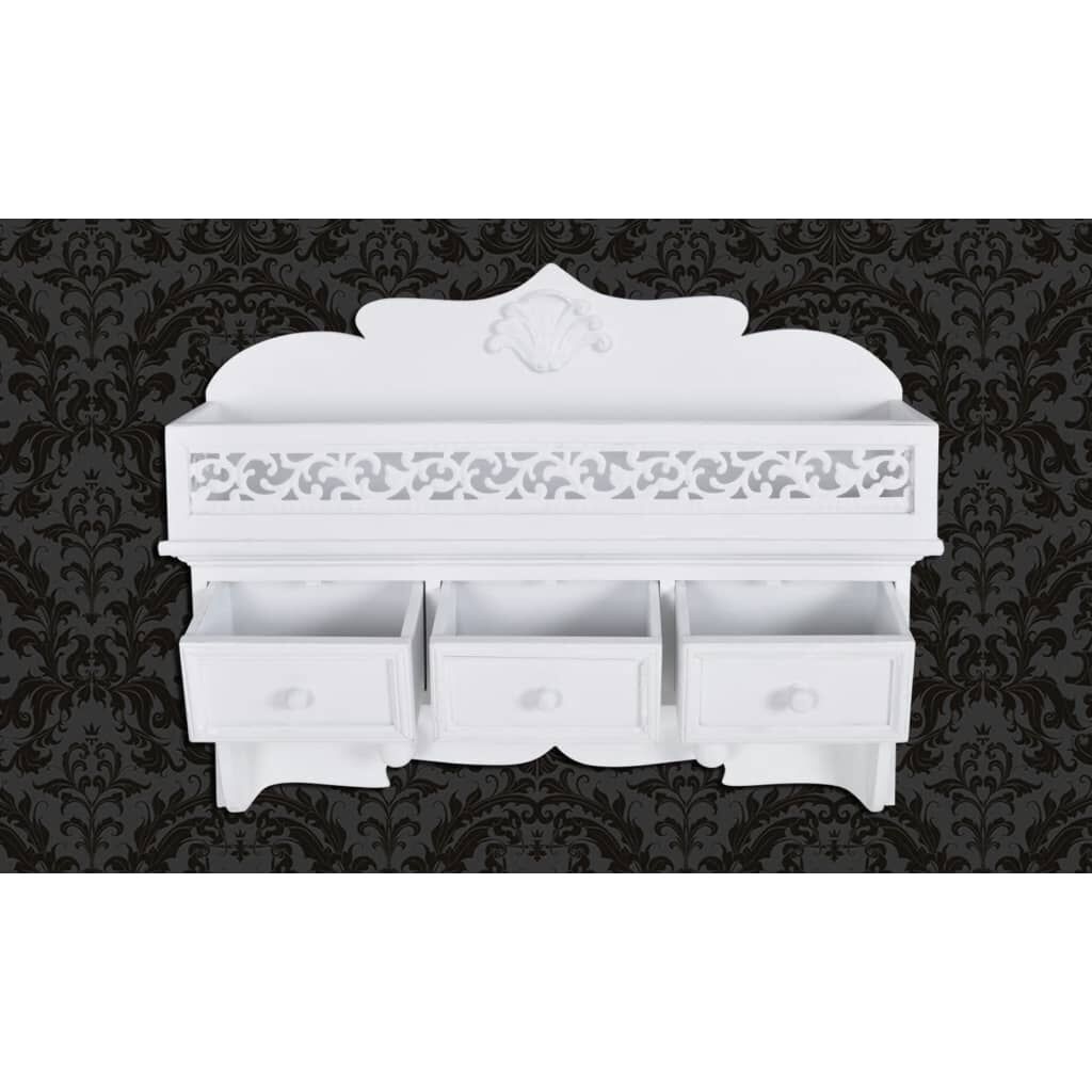 Wandschap met Lades & Kapstok - Wit - 35% Korting!
