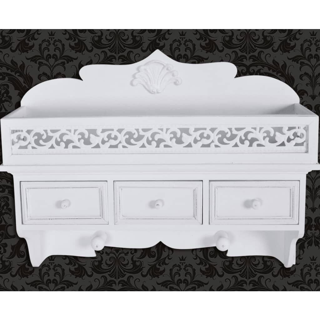 Wandschap met Lades & Kapstok - Wit - 35% Korting!
