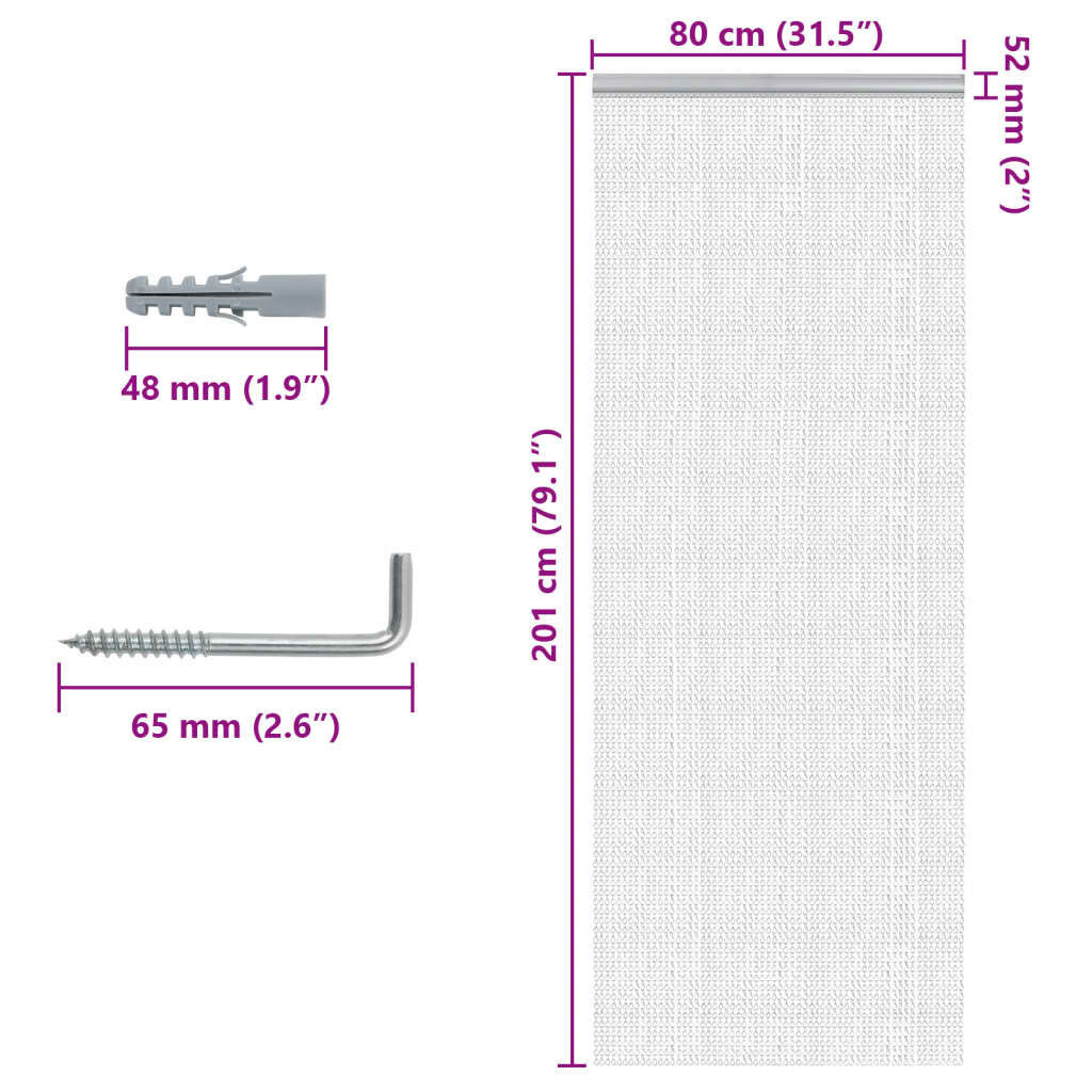 Vliegengordijn Aluminium 80x201cm - 35% Korting! (Lichte Schade)