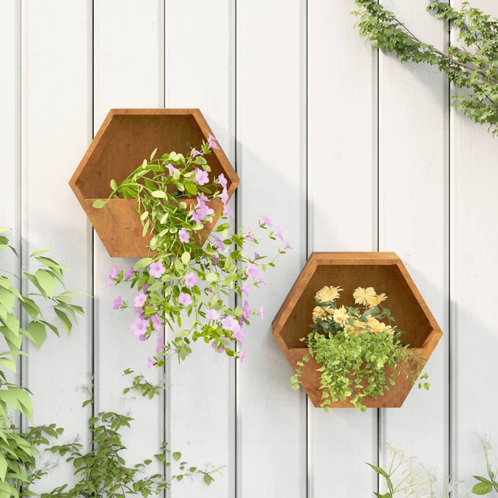 Wandplantenbak Cortenstaal (2x) - Roestlook - 35% Korting!