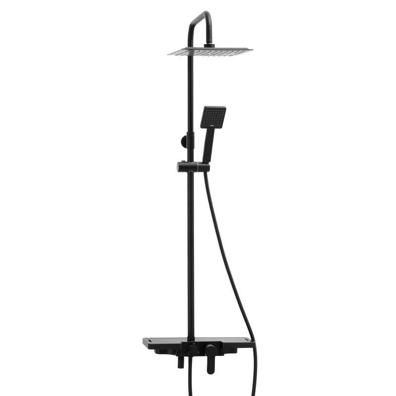 Zwarte Regendoucheset Vierkant 25cm - Retourdeal! 55% Korting
