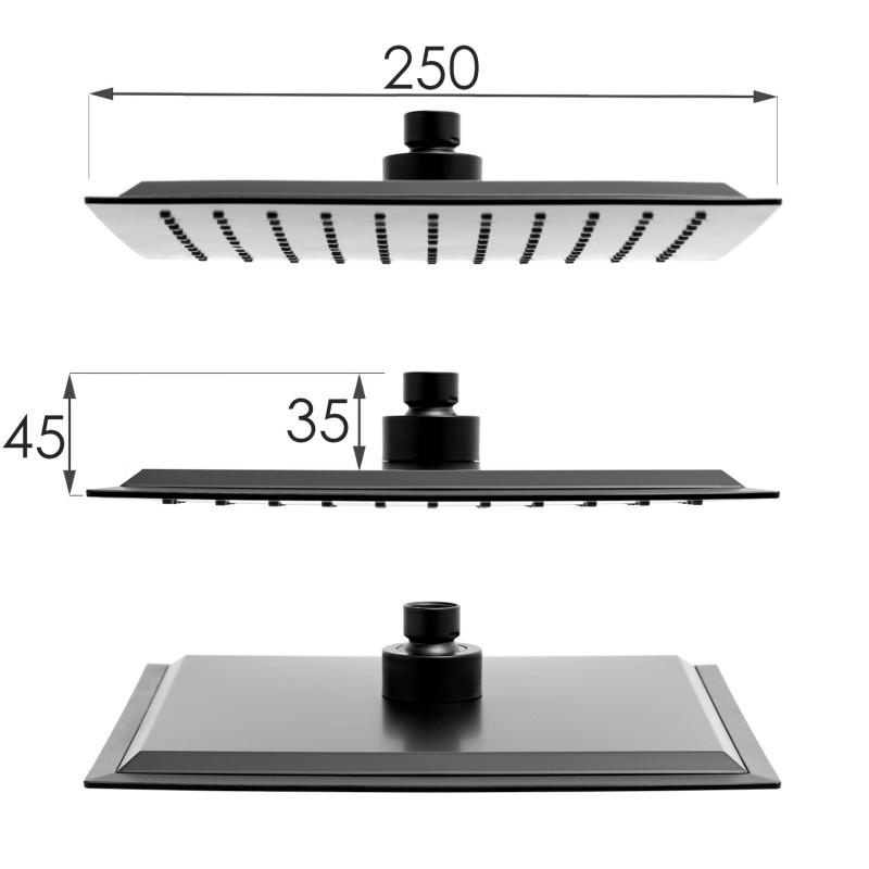 Zwarte Regendoucheset Vierkant 25cm - Retourdeal! 55% Korting