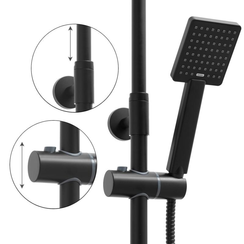Zwarte Regendoucheset Vierkant 25cm - Retourdeal! 55% Korting