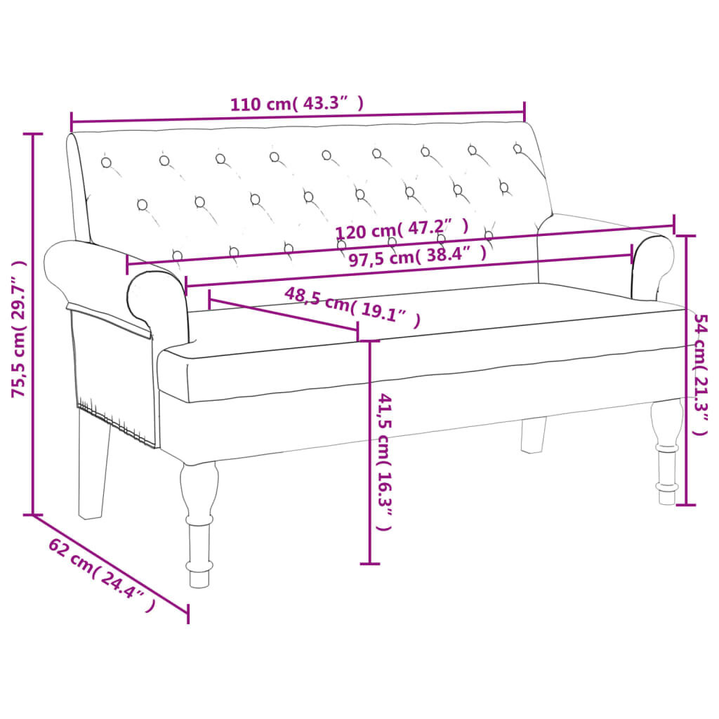 VidaXL Bankje met Rugleuning Zwart - 35% Korting!