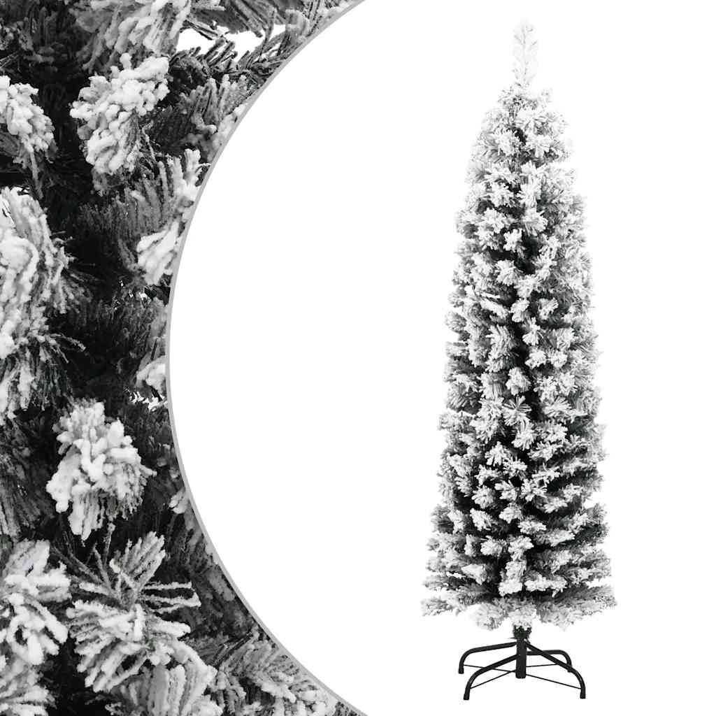Kunstkerstboom Smal 150cm Groen met Sneeuw - 65% Korting!