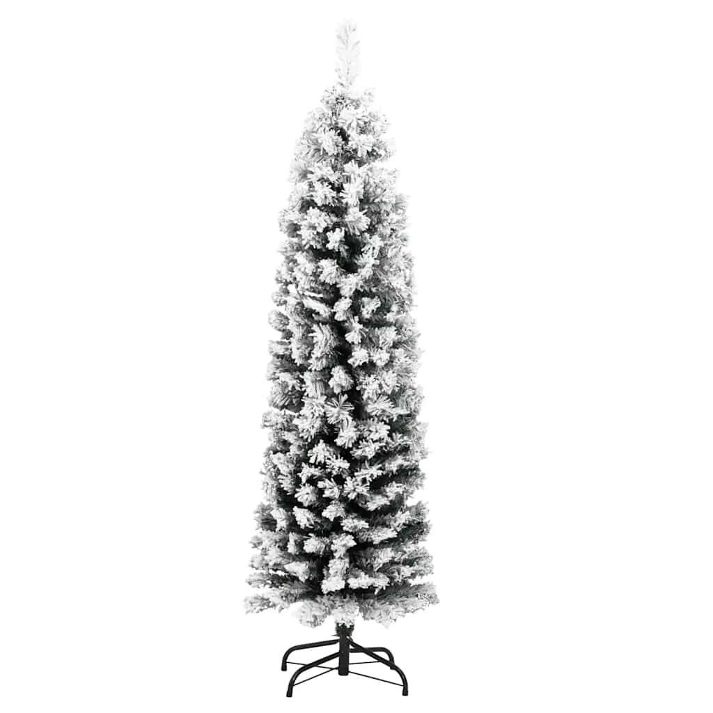 Kunstkerstboom Smal 150cm Groen met Sneeuw - 65% Korting!