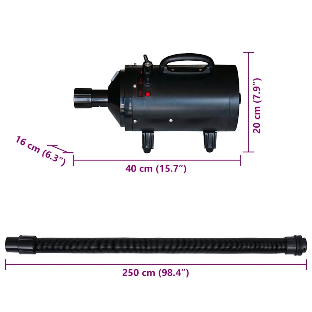 vidaXL Hondenföhn 2400W Zwart - 35% Korting!
