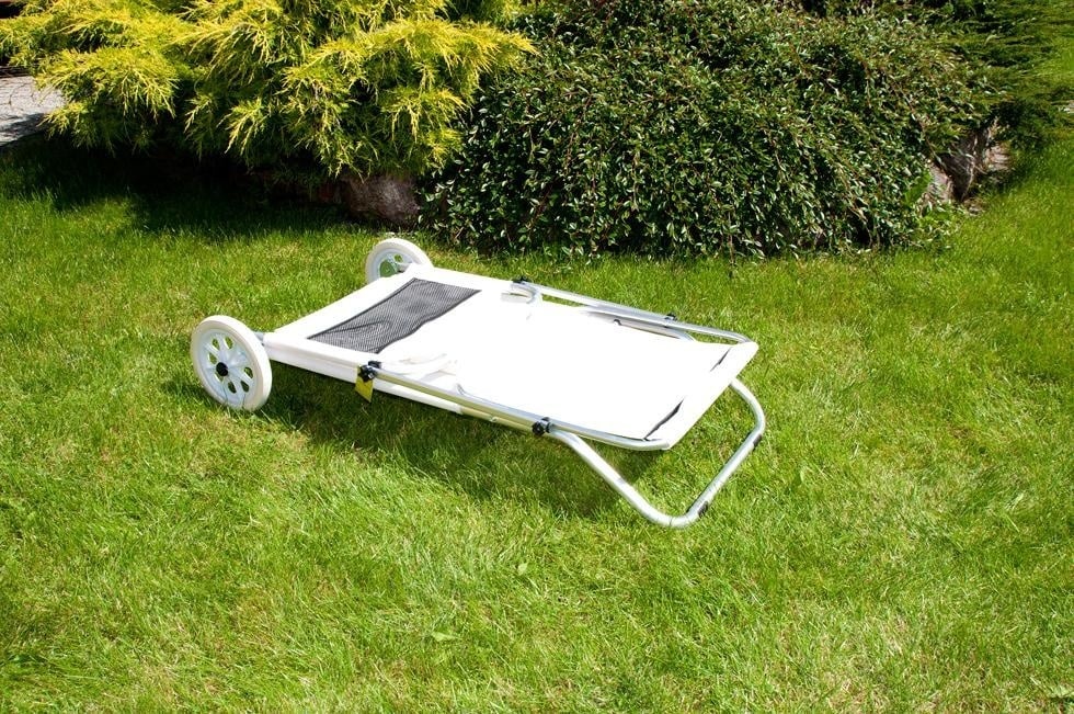 Ligbed Beige met Luifel & Wielen - Inklapbaar - 45% Korting!