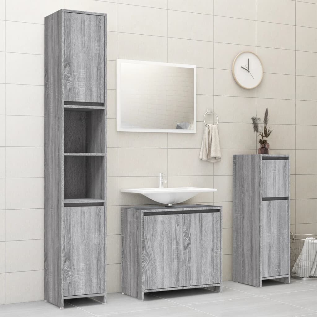 vidaXL Badkamerkast Grijs Eiken 30x95cm - 35% Korting!