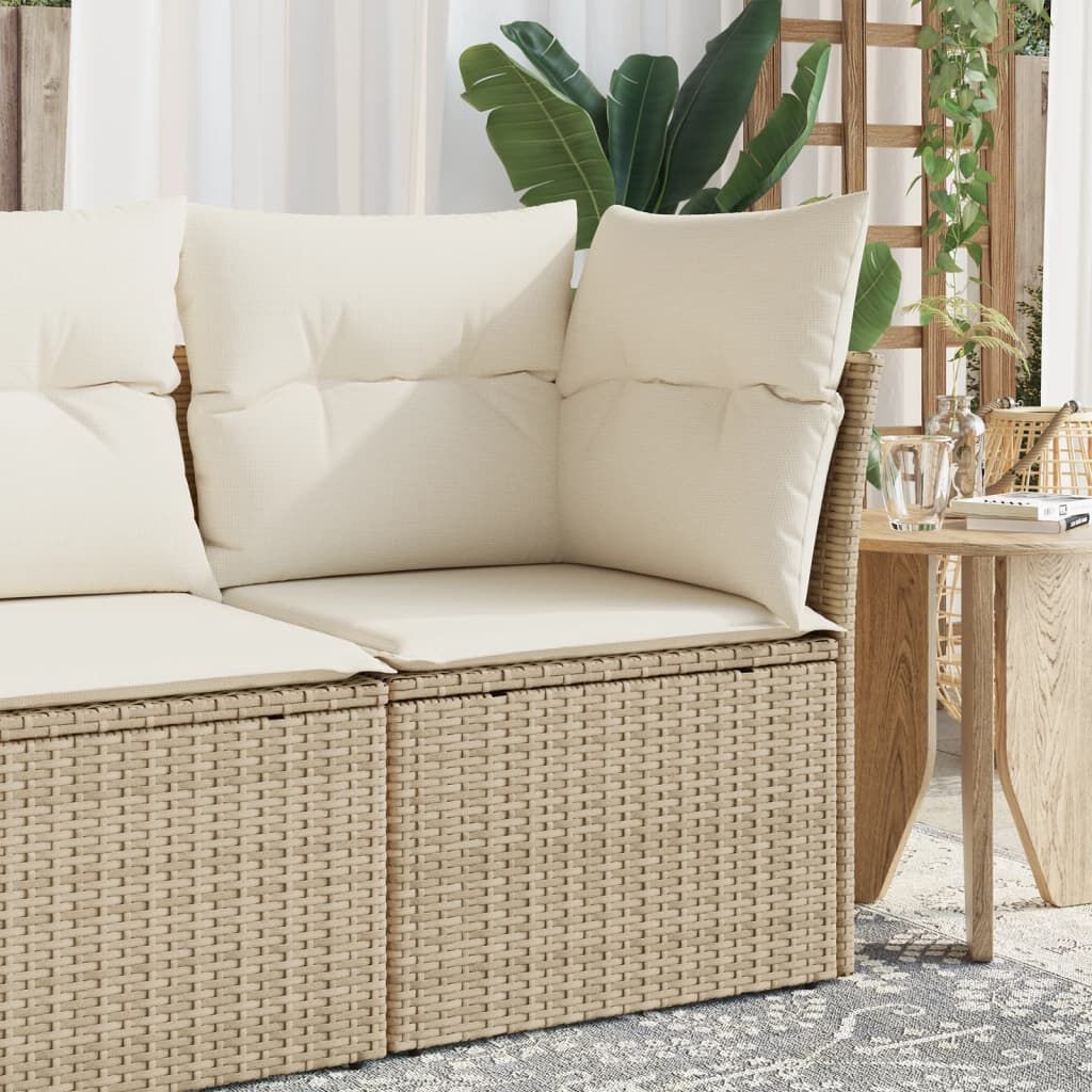 Tuinhoekbank Rattan Beige m. Kussens -53%! Zo goed als nieuw!