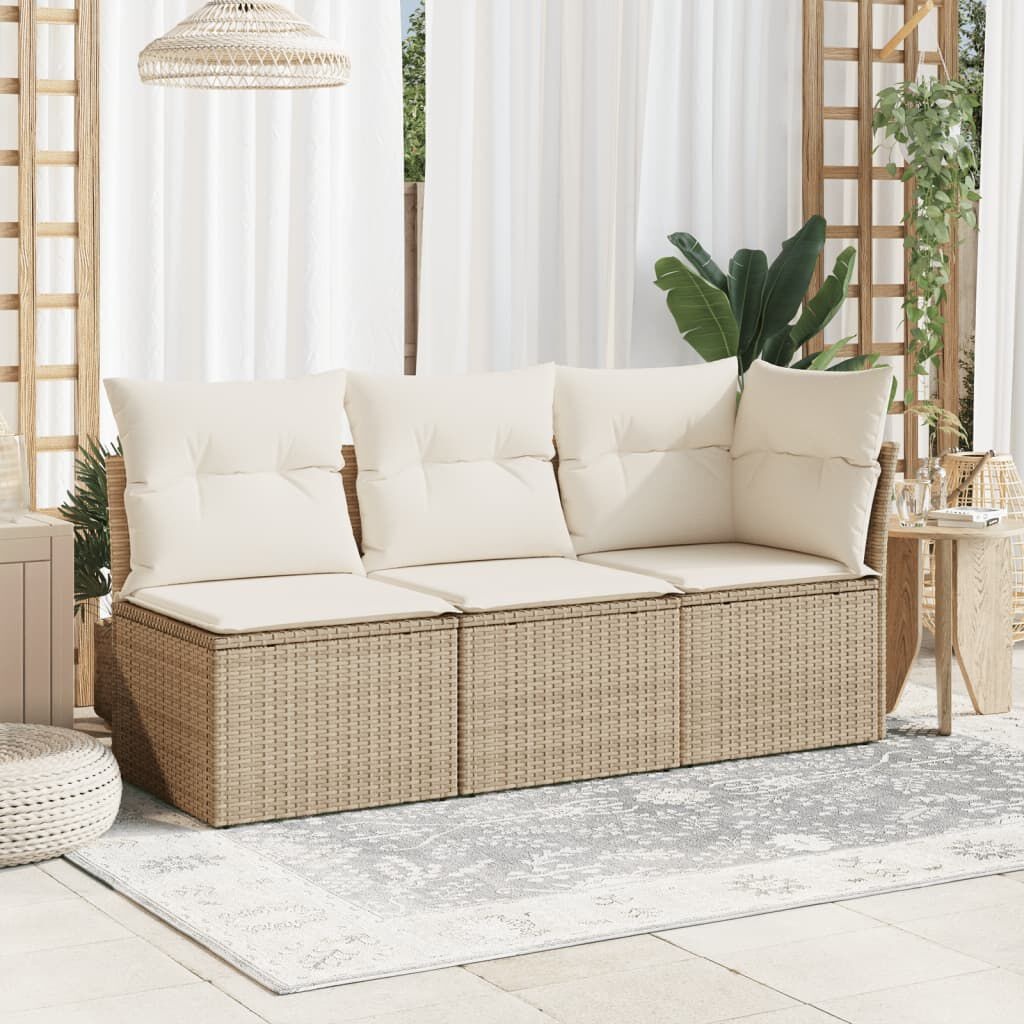 Tuinhoekbank Rattan Beige m. Kussens -53%! Zo goed als nieuw!