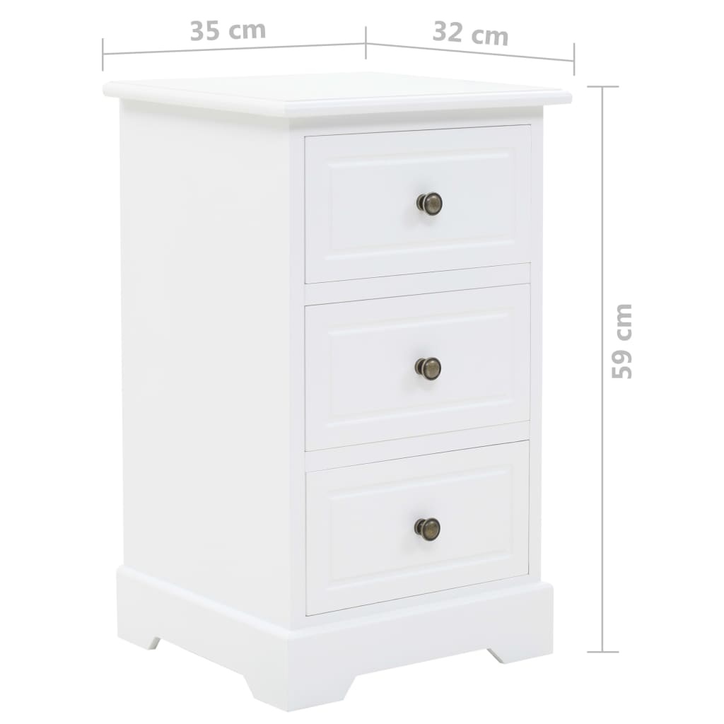 vidaXL Nachtkastje Wit 35x32x59cm - 35% Korting!
