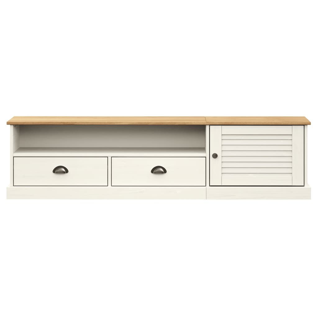 vidaXL TV-Meubel Grenenhout Wit - 156cm - 47% Korting!
