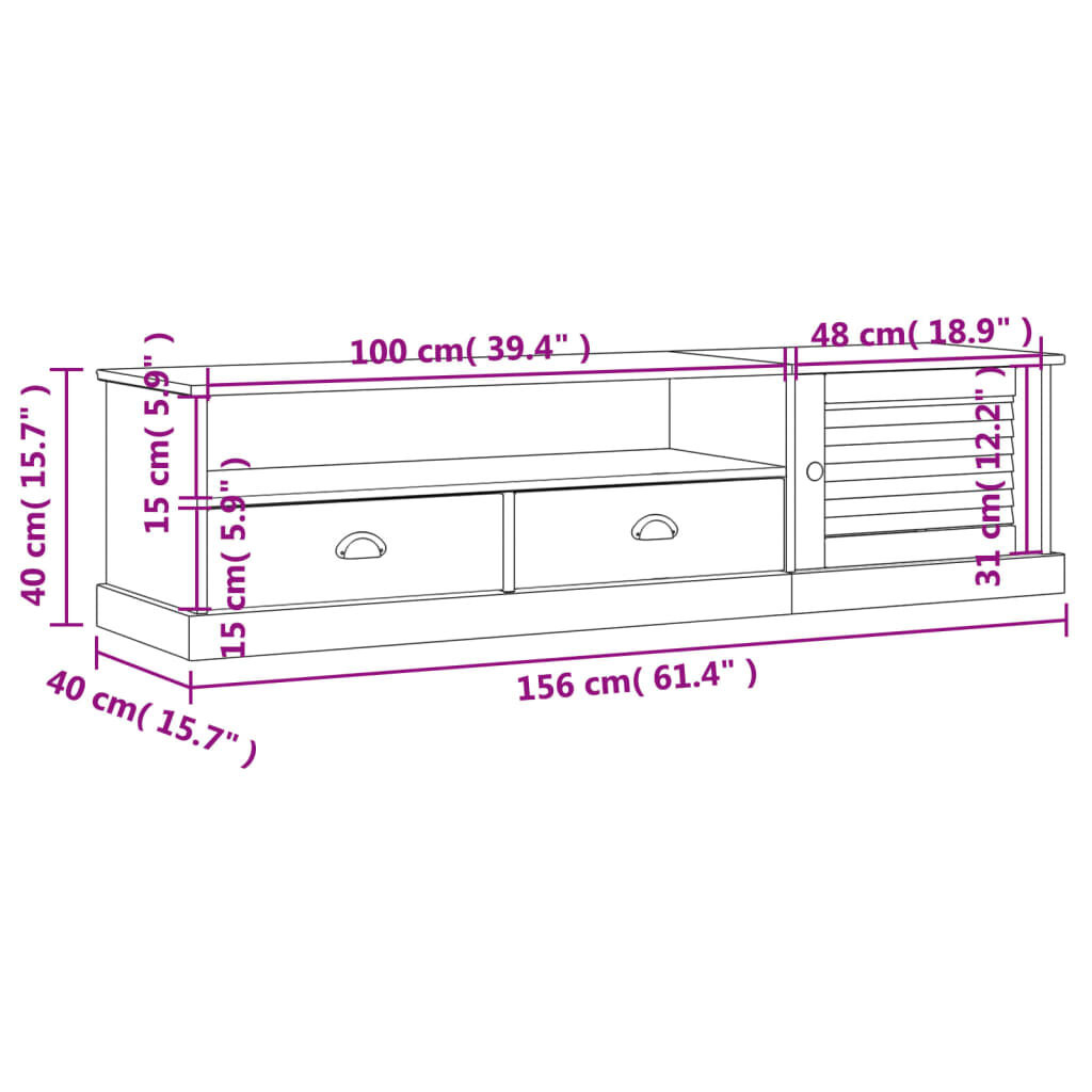 vidaXL TV-Meubel Grenenhout Wit - 156cm - 47% Korting!
