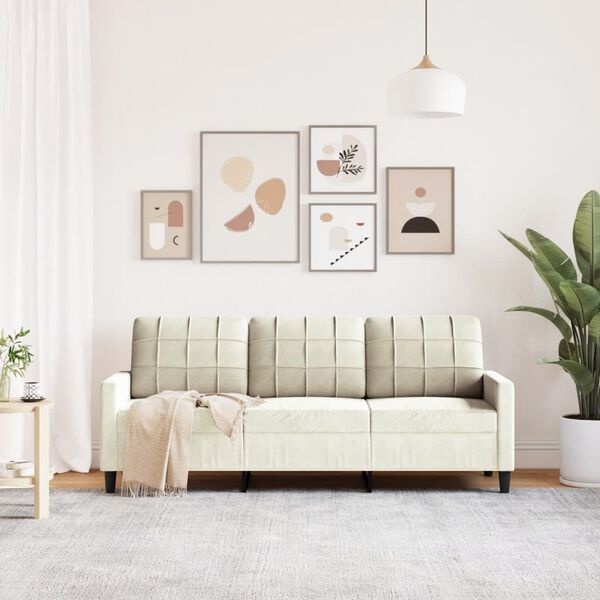 Crème Fluwelen 3-zitsbank - 180cm - 55% Korting!