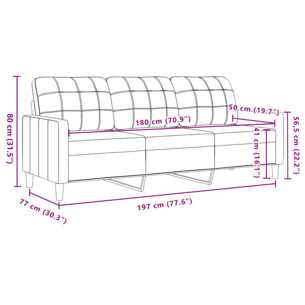 Crème Fluwelen 3-zitsbank - 180cm - 55% Korting!