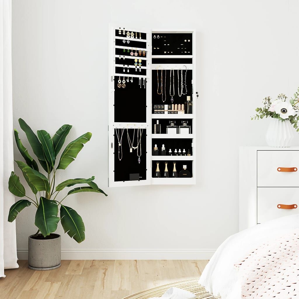 vidaXL Sieradenkast met Spiegel & LED Wit -35%