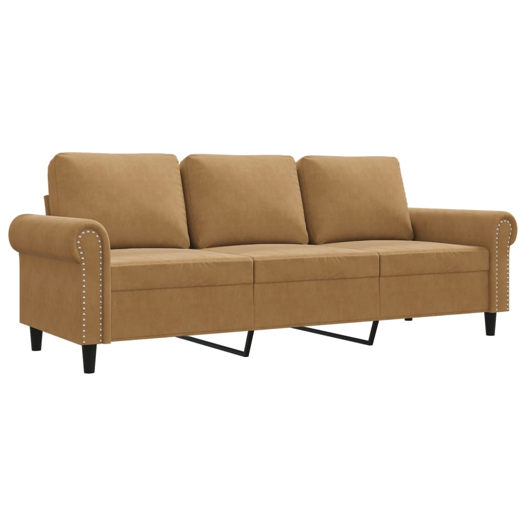 vidaXL Driezitsbank Bruin Fluwel - 51% Korting!