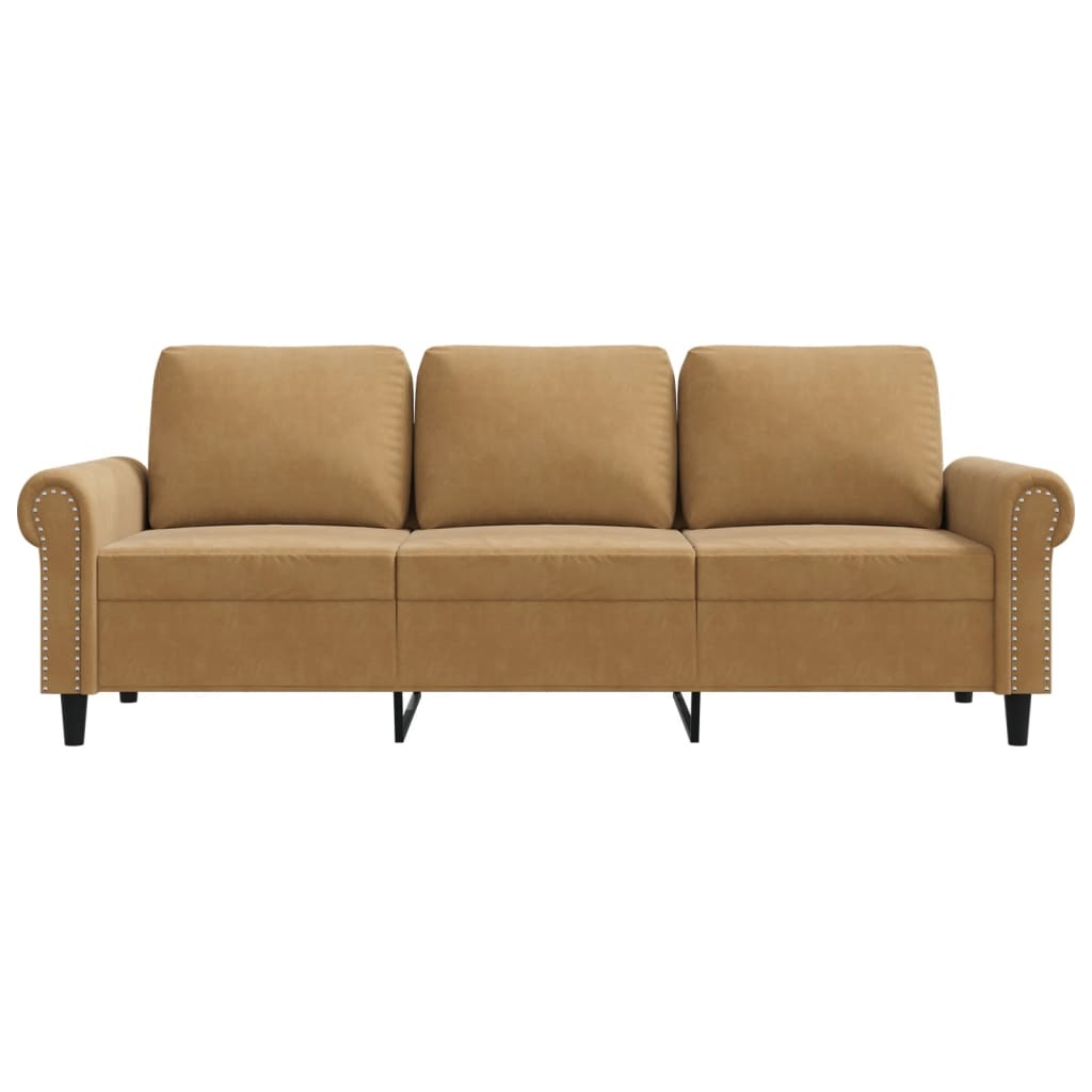 vidaXL Driezitsbank Bruin Fluwel - 51% Korting!