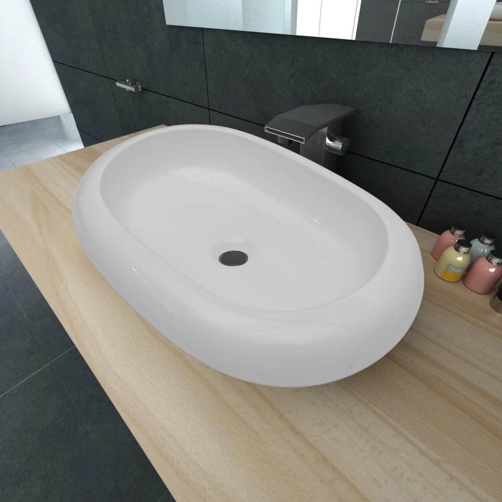Keramische Wasbak Ovaal Wit 63cm - 47% Korting!