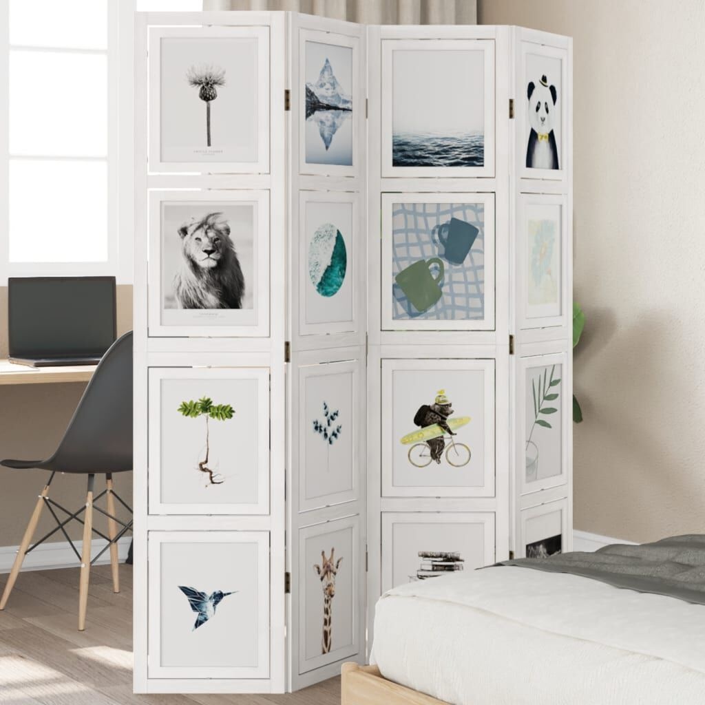 Kamerscherm 4 Panelen Paulownia Wit - 42% Korting!