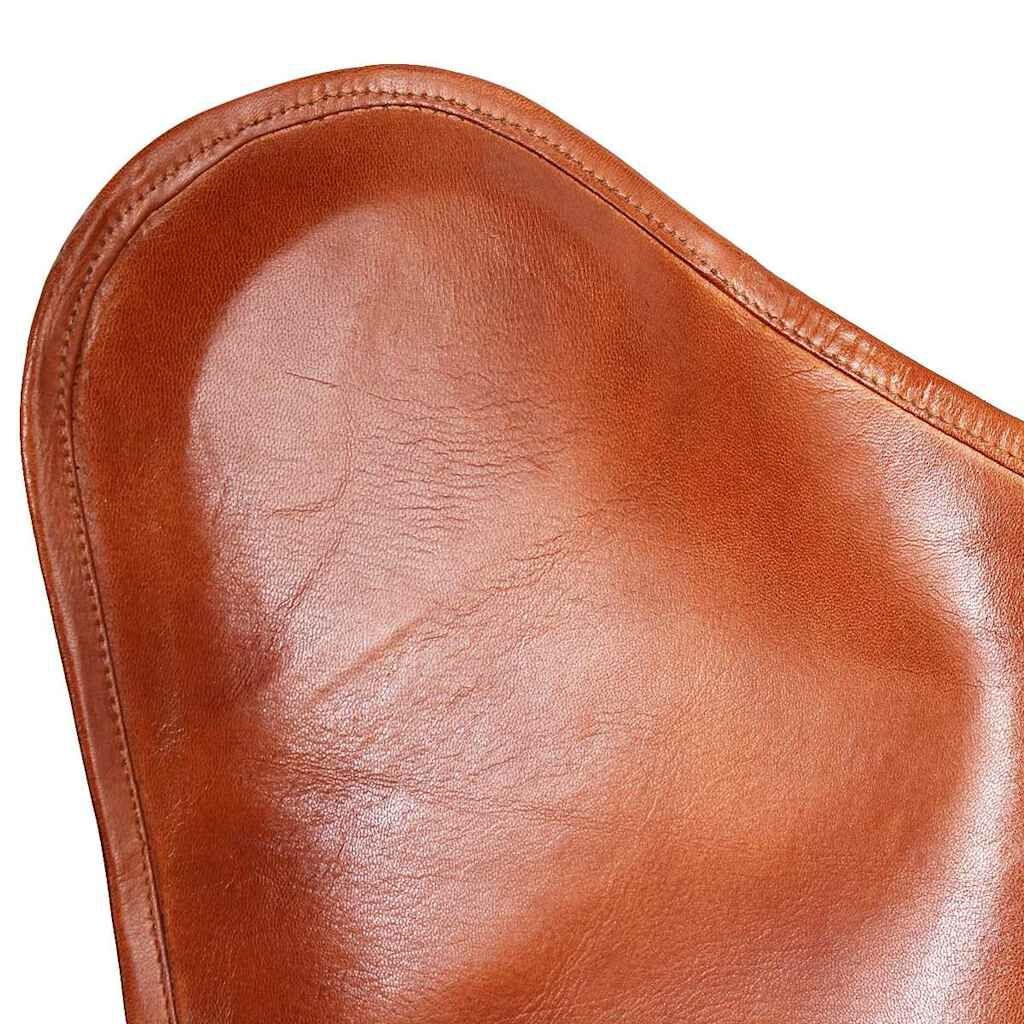 VidaXL Vlinderstoel Echt Leer Bruin - Stijlvol & Comfortabel