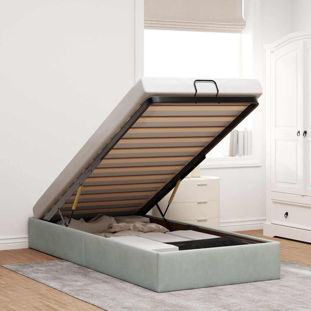 vidaXL Bedframe 90x190 Lichtgrijs Fluweel - Retourdeal!