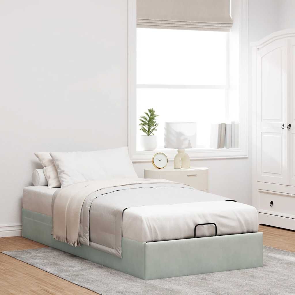 vidaXL Bedframe 90x190 Lichtgrijs Fluweel - Retourdeal!