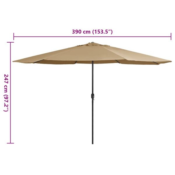 vidaXL Parasol 390cm Taupe - Retourdeal!