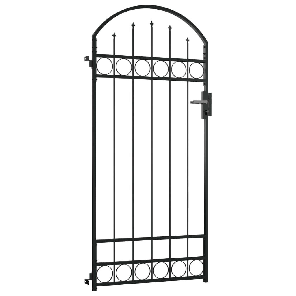 vidaXL Stalen Tuinpoort met Boog 89x200cm - Zwart (Beschadigd)