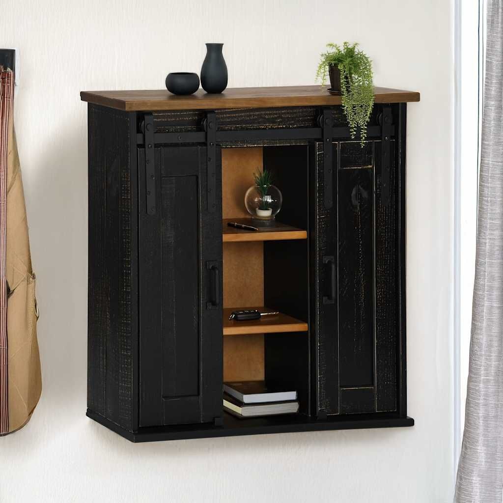 vidaXL HALDEN Hangkast Grenen Zwart 75cm - Zo Goed Als Nieuw!