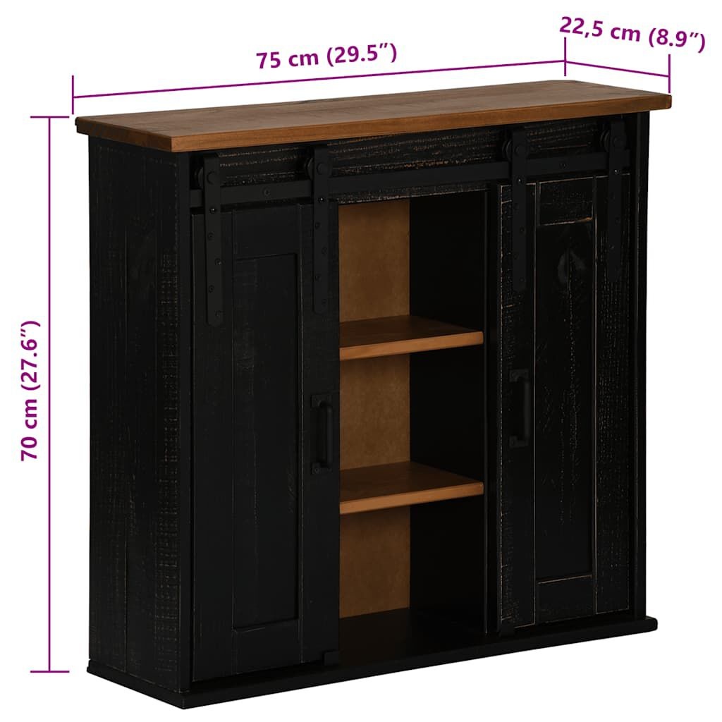 vidaXL HALDEN Hangkast Grenen Zwart 75cm - Zo Goed Als Nieuw!