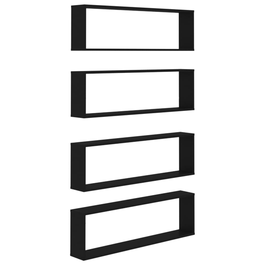 vidaXL Wandplanken Kubus 4x Zwart Hout - 35% Korting!