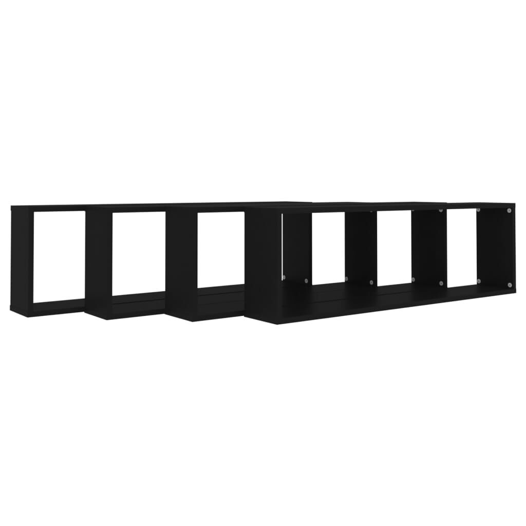 vidaXL Wandplanken Kubus 4x Zwart Hout - 35% Korting!