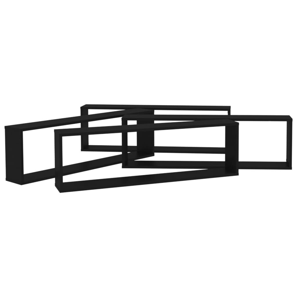 vidaXL Wandplanken Kubus 4x Zwart Hout - 35% Korting!