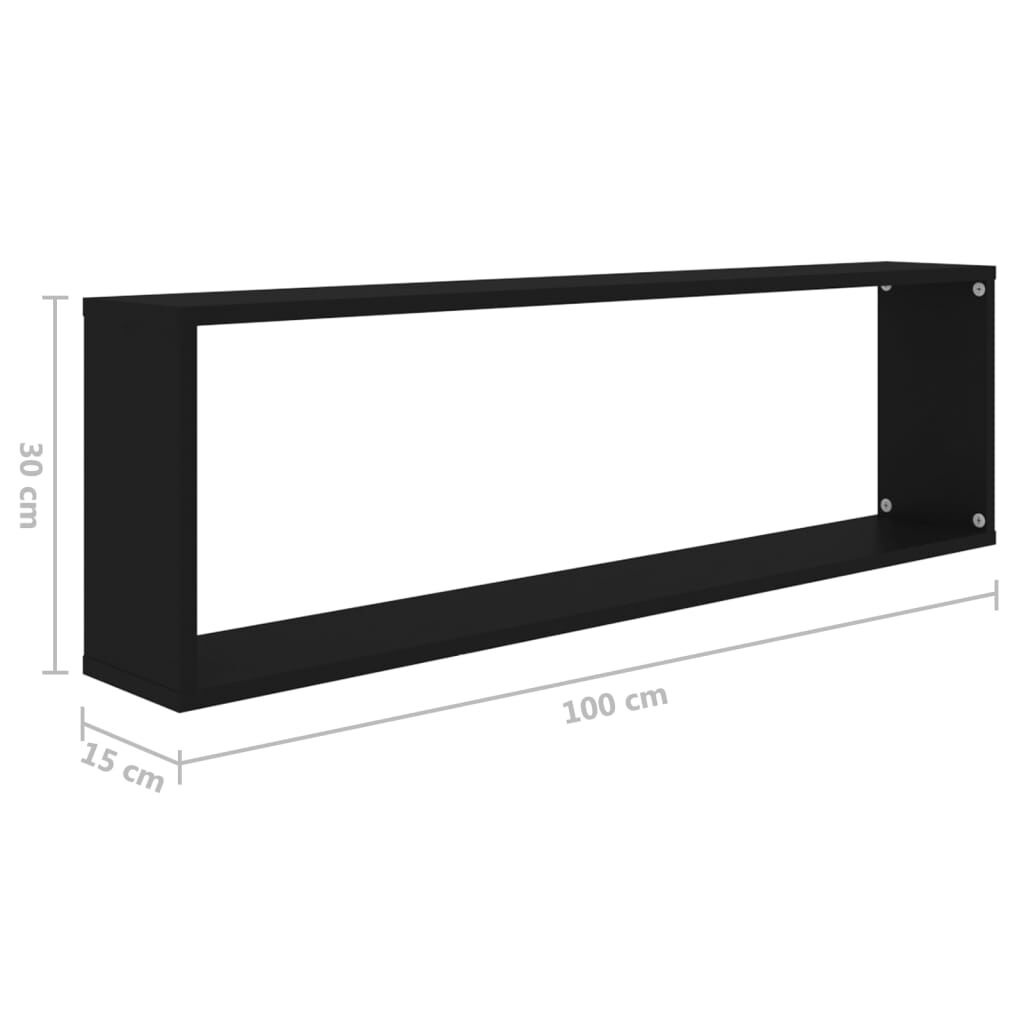 vidaXL Wandplanken Kubus 4x Zwart Hout - 35% Korting!