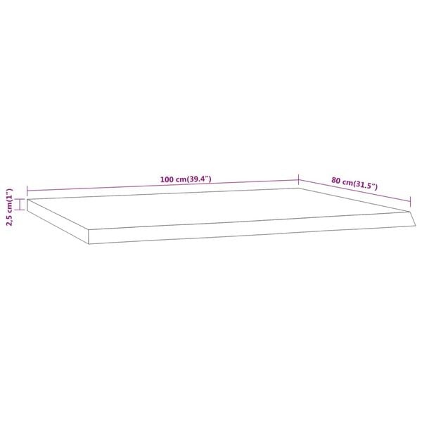 Bureaublad Acaciahout 100x80cm - Natuurlijke Rand - 42% Korting!