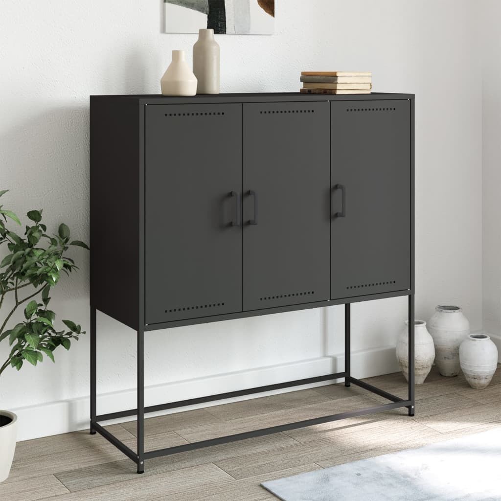 vidaXL Hoge Kast Zwart Staal 100x39x107cm - Retourdeal!