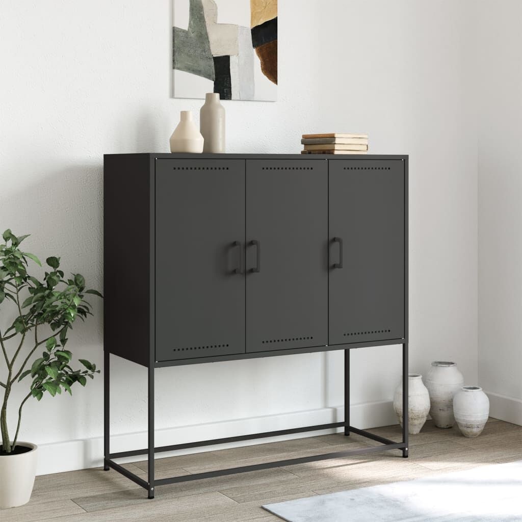 vidaXL Hoge Kast Zwart Staal 100x39x107cm - Retourdeal!