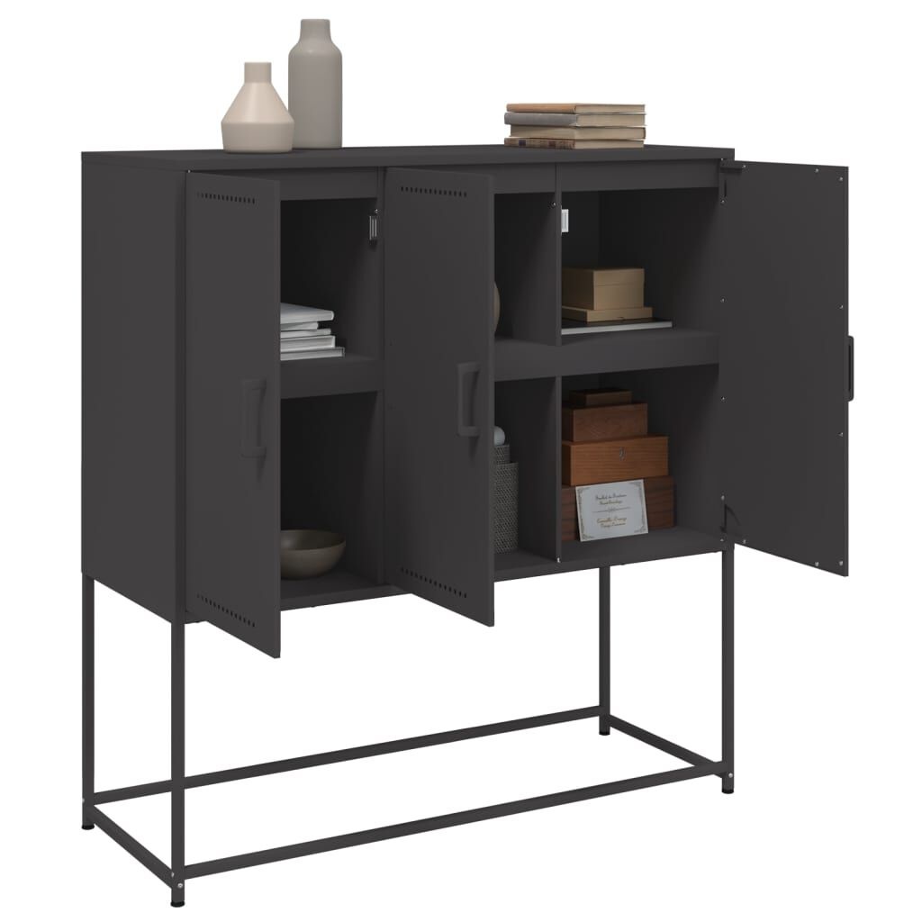 vidaXL Hoge Kast Zwart Staal 100x39x107cm - Retourdeal!