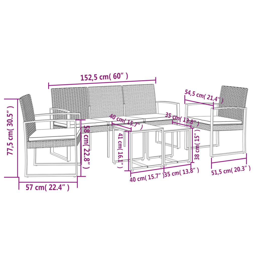 VidaXL Tuinset 5-delig Donkergrijs - Rattan Look - 35% Korting!