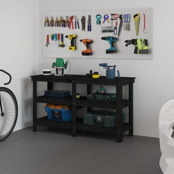 Werkbank Grenenhout Zwart 142cm - 55% Korting! (Beschadigd)