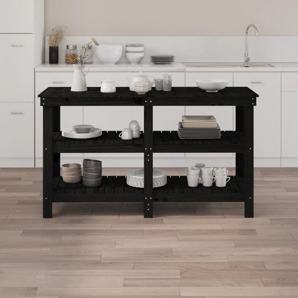 Werkbank Grenenhout Zwart 142cm - 55% Korting! (Beschadigd)