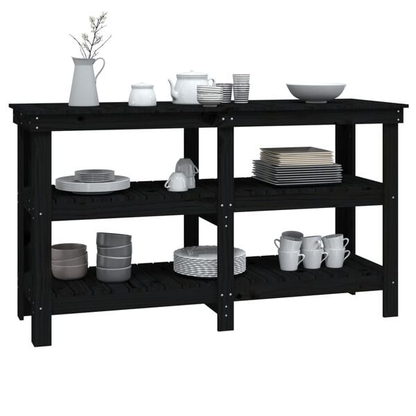Werkbank Grenenhout Zwart 142cm - 55% Korting! (Beschadigd)